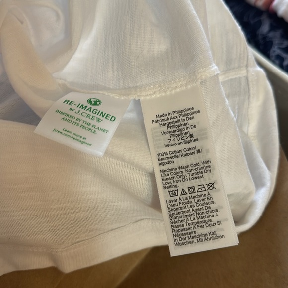 NWT J. Crew white cotton slub scoop neck short sleeved t-shirt size large crop - Picture 6 of 6